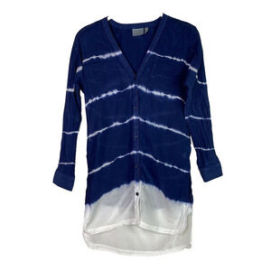Athleta Tie Dye Kaftan Button Down Cover Up Silk‎ Blend Size S